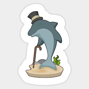 Dolphin Gentleman Hat Sticker